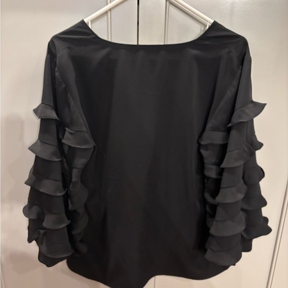 Amanda Uprichard Black Layered Sleeve Blouse - Picture 4 of 6